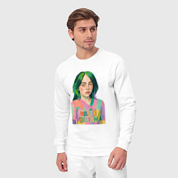 Костюм хлопковый мужской Билли Айлиш коллаж, цвет: белый — фото 2