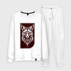 Костюм хлопковый мужской Лис на багровом фоне, цвет: белый