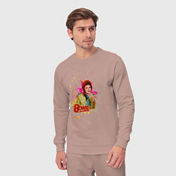 Костюм хлопковый мужской David Bowie Art, цвет: пыльно-розовый — фото 2