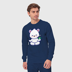 Костюм хлопковый мужской Bear coffee yoga, цвет: тёмно-синий — фото 2