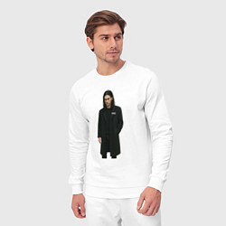 Костюм хлопковый мужской Задумчивый Bones, цвет: белый — фото 2