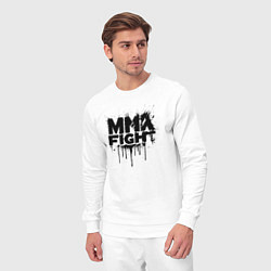 Костюм хлопковый мужской MMA боец черной краской, цвет: белый — фото 2