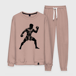 Костюм хлопковый мужской Антуражный тайский боксер, цвет: пыльно-розовый