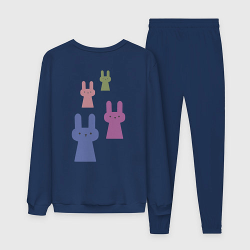 Мужской костюм Зайцы - минимализм, разноцветные / Тёмно-синий – фото 2