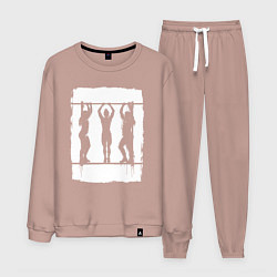 Костюм хлопковый мужской Уличная тренировка девушки, цвет: пыльно-розовый