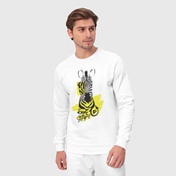 Костюм хлопковый мужской Зебра на желтом, цвет: белый — фото 2