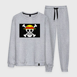 Костюм хлопковый мужской Флаг ван-пис, цвет: меланж