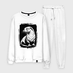 Костюм хлопковый мужской Детализированная выдра, цвет: белый