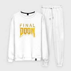 Костюм хлопковый мужской Doom final gold logo, цвет: белый