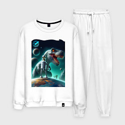 Костюм хлопковый мужской Bender bending robot and tyrannosaurus - planet ex, цвет: белый