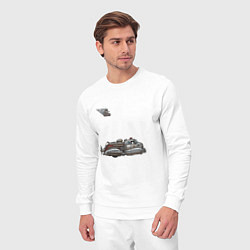 Костюм хлопковый мужской Ретрофутуризм летающая пожарная машина, цвет: белый — фото 2