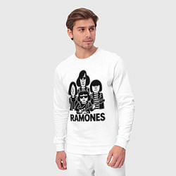Костюм хлопковый мужской Ramones силуэты, цвет: белый — фото 2