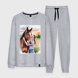 Костюм хлопковый мужской Обними меня крепче, цвет: меланж