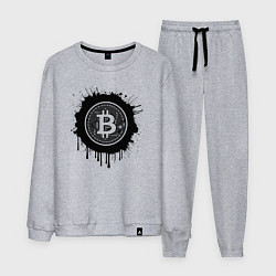 Костюм хлопковый мужской Биткоин в черной красках, цвет: меланж
