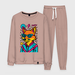 Костюм хлопковый мужской Лиса поп арт, цвет: пыльно-розовый