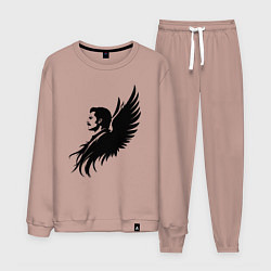 Костюм хлопковый мужской Фредди Меркьюри с ангельскими крыльями, цвет: пыльно-розовый