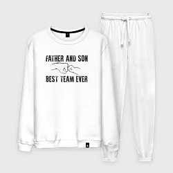 Костюм хлопковый мужской Отец и сын лучшая команда в мире, цвет: белый