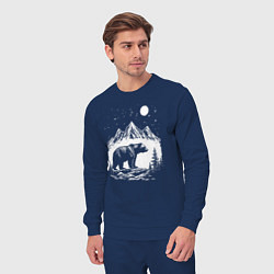 Костюм хлопковый мужской Ночная симфония гор и медведя, цвет: тёмно-синий — фото 2