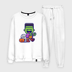 Костюм хлопковый мужской Милый Франкенштейн, цвет: белый