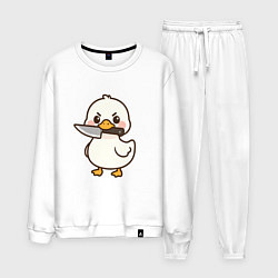 Костюм хлопковый мужской Утенок с ножом, цвет: белый