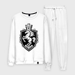 Костюм хлопковый мужской Герб с конем и башней, цвет: белый