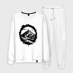 Костюм хлопковый мужской Гора и храм в круге, цвет: белый