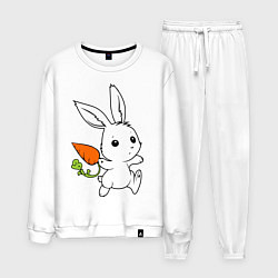 Костюм хлопковый мужской Зайка с морковкой, цвет: белый