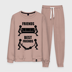Костюм хлопковый мужской Best friends, цвет: пыльно-розовый