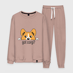 Костюм хлопковый мужской Got Corgi, цвет: пыльно-розовый