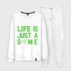 Костюм хлопковый мужской Life is just a game, цвет: белый