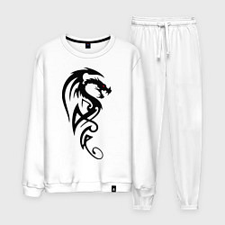 Костюм хлопковый мужской Дракон стильный трайбл, цвет: белый