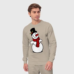 Костюм хлопковый мужской Весёлый снеговик, цвет: миндальный — фото 2