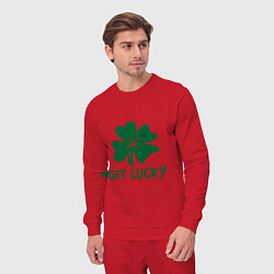 Костюм хлопковый мужской Get lucky, цвет: красный — фото 2