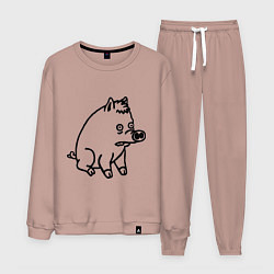 Костюм хлопковый мужской Pig, цвет: пыльно-розовый