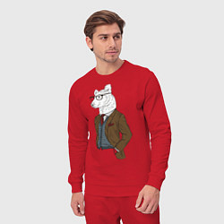 Костюм хлопковый мужской Медведь в пиджаке, цвет: красный — фото 2
