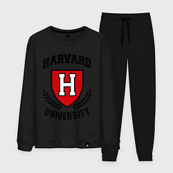 Костюм хлопковый мужской Harvard University, цвет: черный