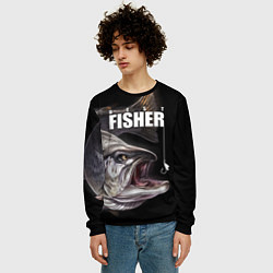 Свитшот мужской Лучший рыбак, цвет: 3D-черный — фото 2