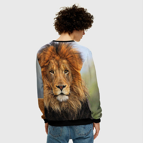 Мужской свитшот Красавец лев / 3D-Черный – фото 4
