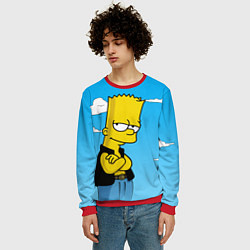 Свитшот мужской Задумчивый Барт, цвет: 3D-красный — фото 2