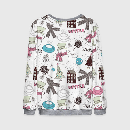 Мужской свитшот Снеговики Новый год 2017 / 3D-Меланж – фото 2