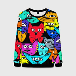 Свитшот мужской Кошачьи мордочки, цвет: 3D-черный