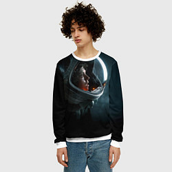 Свитшот мужской Девушка космонавт, цвет: 3D-белый — фото 2