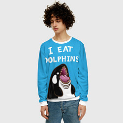 Свитшот мужской I eat dolphins, цвет: 3D-белый — фото 2