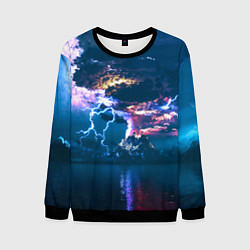 Свитшот мужской Извержение вулкана, цвет: 3D-черный