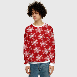 Свитшот мужской Новогодние Снежинки, цвет: 3D-белый — фото 2