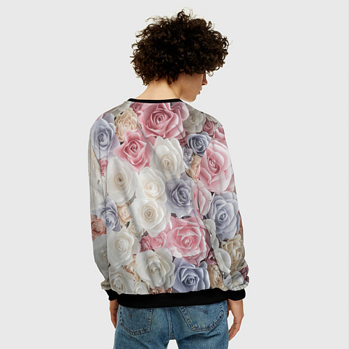 Мужской свитшот Букет из роз / 3D-Черный – фото 4