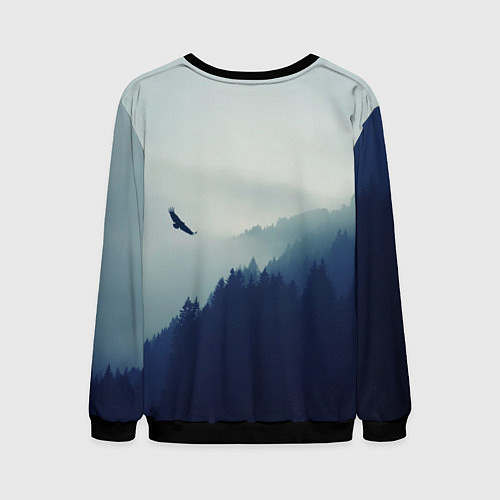Мужской свитшот Орел над Лесом / 3D-Черный – фото 2
