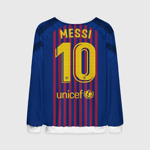 Мужской свитшот FC Barcelona: Messi Home 18/19 / 3D-Белый – фото 2