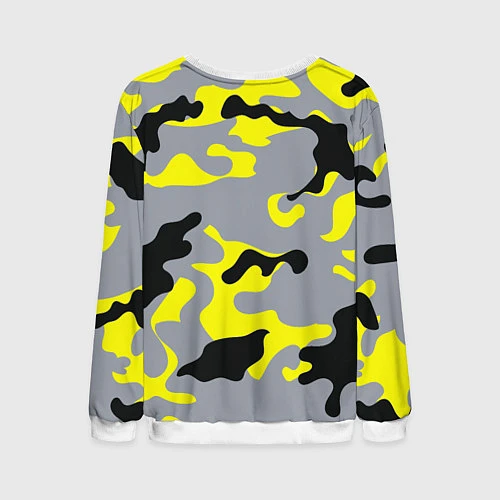 Мужской свитшот Yellow & Grey Camouflage / 3D-Белый – фото 2