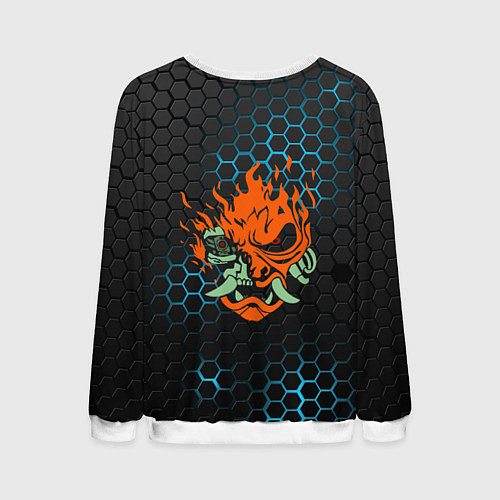 Мужской свитшот Cyberpunk 2077: Blue Carbon / 3D-Белый – фото 2